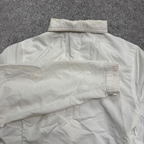REI UPF 30+ Nylon Button Down Shirt Womens Medium Off White Zip Pocket Outdoor - Picture 4 of 16